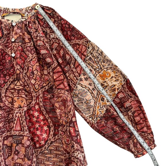 Chufy Nile Tales Floral Peasant Blouse‎ Red S Balloon Sleeve Boho Cottagecore - Picture 13 of 13
